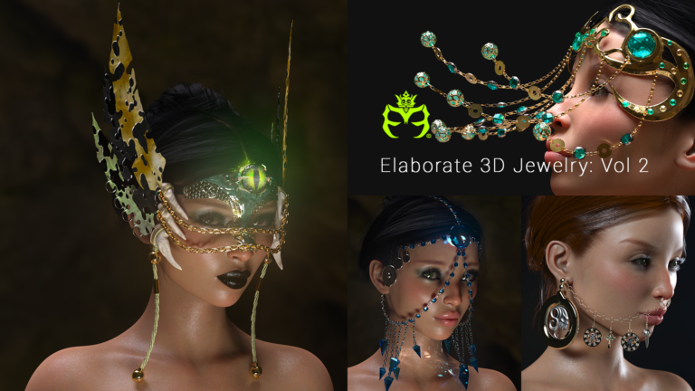 Elaborate 3D Jewelry Vol 2 for Daz Studio Genesis 8 and 8.1 Females by ParallaxCreates